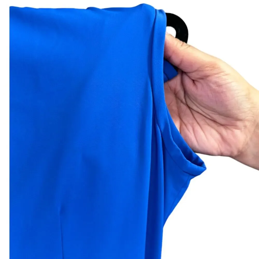 Diane Von Furstenberg Blue Faux Wrap Dress With Tie Belt Knee Length Size 12 - Picture 10 of 10
